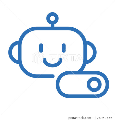 AI mode ON icon. Line drawing illustration showing AI activation and switching state 126930536