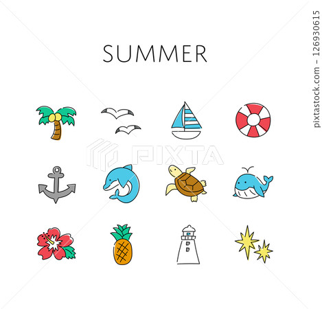 summer hand drawn illustration set 126930615