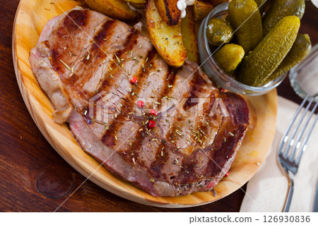 Roasted veal steak 126930836