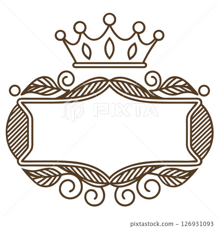Elegant ornamental frame with crown vintage royal border, blank banner template, luxury decorative label, AI Generative 126931093
