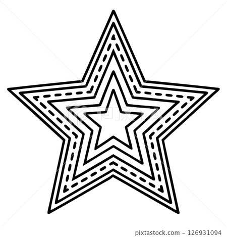 Outlined geometric star icon black and white layered decorative symbol, modern line art shape motif, AI Generative 126931094