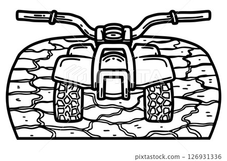 All terrain vehicle on cracked dry landscape, off road adventure and extreme outdoor exploration concept, AI Generative 126931336