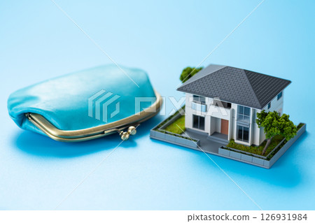 Blue purse and house 126931984