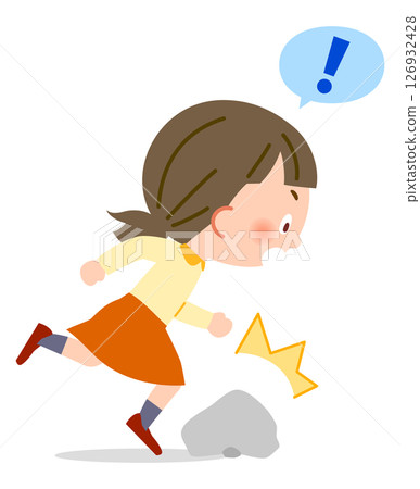 一名女小學生被石頭絆倒 一名女小學生被石頭絆倒 126932428