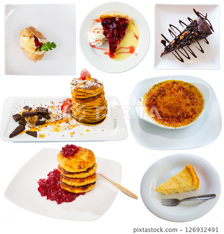 Set of various desserts isolated Set of various desserts isolated 126932491