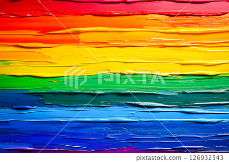 Rainbow colors made with oil paint brush 126932543