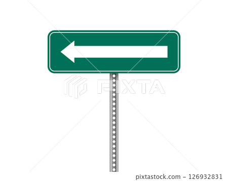 A green directional sign shows an arrow pointing to the left. Vector illustration 126932831
