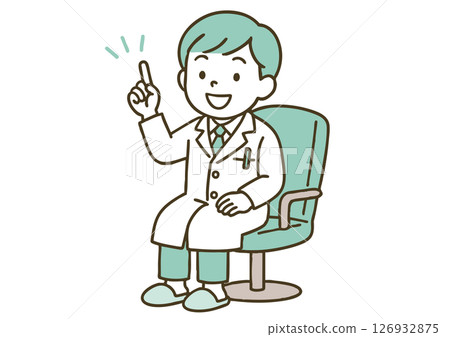 A boy dressed as a doctor explaining 126932875