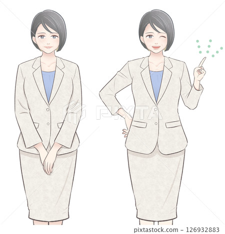 一位身穿白色西裝的中年女商人的插圖 126932883