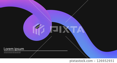 Abstract Color Background with Dynamic Gradient Line. Vector 3D Curve Ribbons in black background. Wavy colorful Graphic Design Abstract Color Background with Dynamic Gradient Line. Vector 3D Curve Ribbons in black background. Wavy colorful Graphic Design 126932931