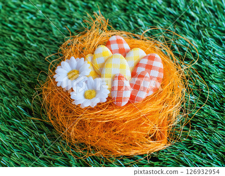 Easter eggs in a nest 126932954
