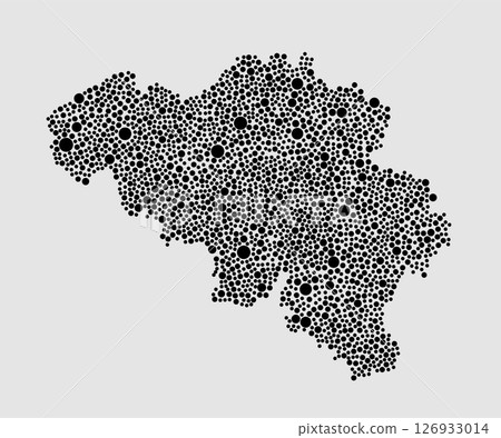 Creative map of Belgium from random black dots 126933014
