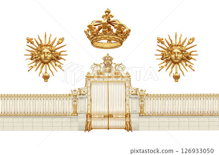 golden gates to Versailles castle,france, isolated on white background golden gates to Versailles castle,france, isolated on white background 126933050