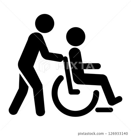 輪椅使用者和護理人員圖標 輪椅使用者和護理人員圖標 126933140