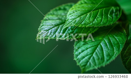 Lush foliage branches on vibrant background creative banner with ample text space Lush foliage branches on vibrant background creative banner with ample text space 126933468