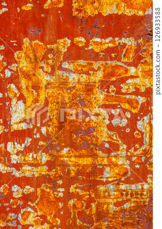 Flaking Red Paint on Rusty Metal 126933588