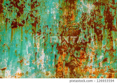 flat rusted sheet metal texture with green paint leftovers flat rusted sheet metal texture with green paint leftovers 126933594