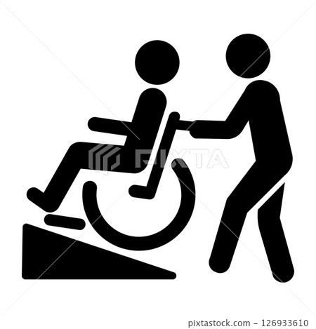 輪椅使用者上坡的圖標 輪椅使用者上坡的圖標 126933610