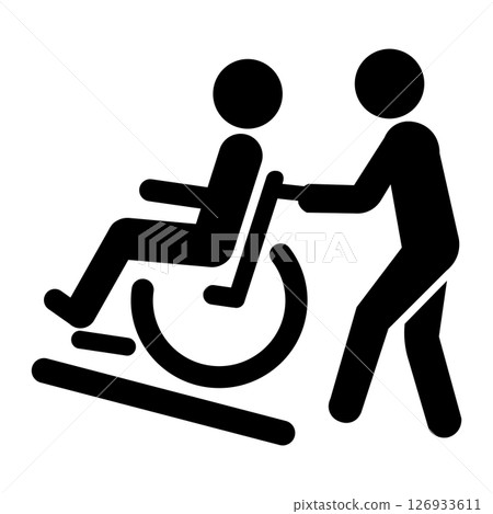 輪椅使用者上坡的圖標 輪椅使用者上坡的圖標 126933611
