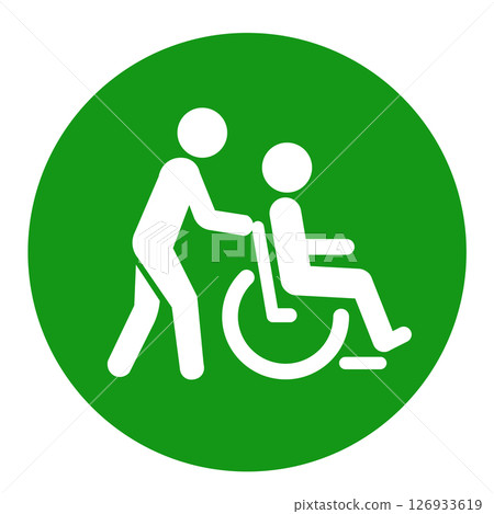 Wheelchair and helper icon 126933619