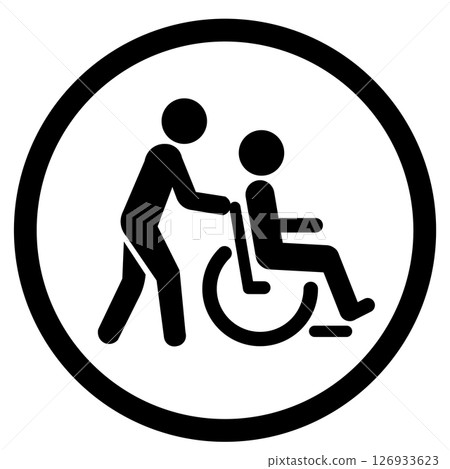 Wheelchair and helper icon 126933623
