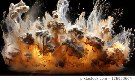 Abstract background of billowing glowing smoke on black background for artistic design projects 126933664