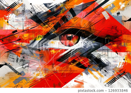 Abstract Eye, Modern Art Portrait, Colorful Artwork, Expressive Gaze, Vision, Creativity 126933846