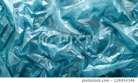Abstract Texture of Crumpled Turquoise Plastic Background for Creative Artwork and Design 126934346