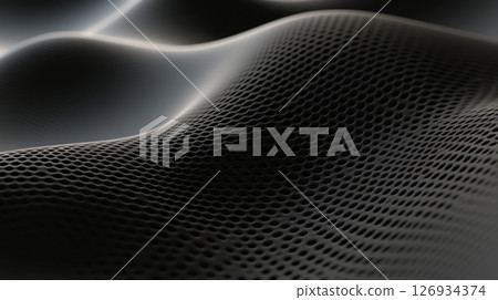 Abstract Background Wave of Black Honeycomb Pattern Texture Surface, 3D Rendering, 3D Illustration 126934374
