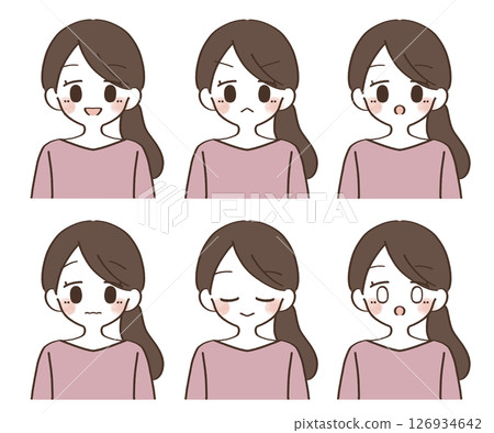 Female face expression difference set 126934642