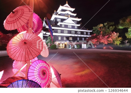 [岡山縣] 岡山城的夜景和紅葉燈飾（令和大整修後） 126934644