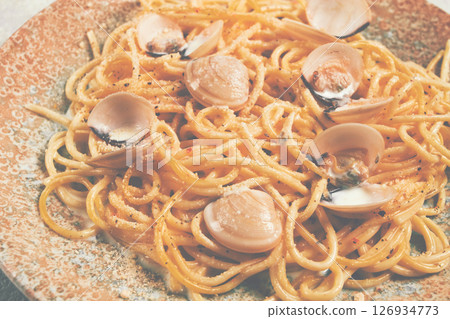spaghetti vongole, venerki, homemade, no people, spaghetti vongole, venerki, homemade, no people, 126934773