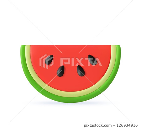 3d Slice of red watermelon with seeds. 126934910