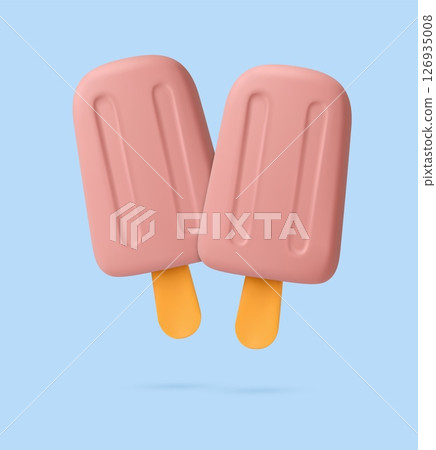 3D Popsicles on Blue Background. 3D Popsicles on Blue Background. 126935008