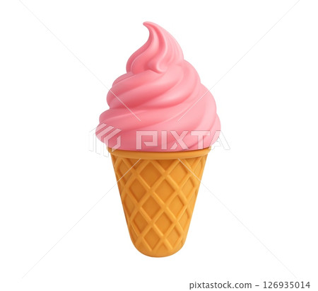 3D Strawberry Ice Cream Cone 126935014
