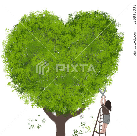 Tree heart shape plant with people object  126935035
