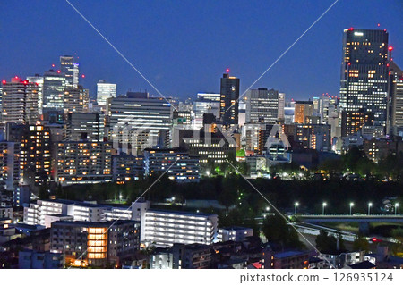 從青葉城遺址眺望的樹之城仙台的夜景和城市景觀 從青葉城遺址眺望的樹之城仙台的夜景和城市景觀 126935124