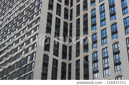 Same Windows And Balconies Of New High Rise Apartments Stock Photo For Urban Backgrounds  126935151