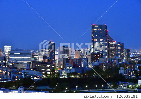 從青葉城遺址眺望的樹之城仙台的夜景和城市景觀 從青葉城遺址眺望的樹之城仙台的夜景和城市景觀 126935181