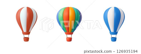 3D Hot Air Balloon on White Background. 126935194