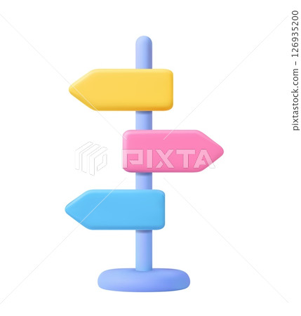 3D Direction Signpost on White Background. 126935200