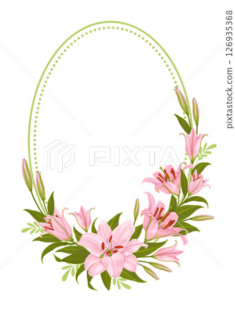 Oval Frame With Pink Lily Flowers Decoration Oval Frame With Pink Lily Flowers Decoration 126935368