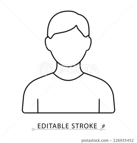 Man icon in minimal black outline style on white background. Editable stroke vector for male profile, user avatar, character, family or people topics. Man icon. 126935452
