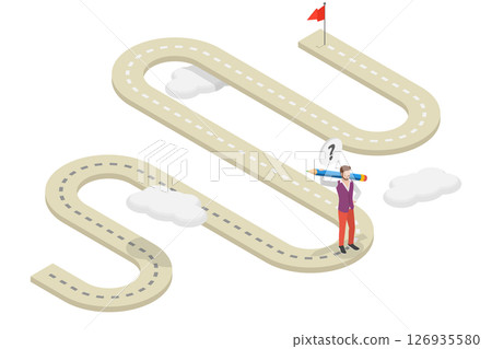 3D Isometric Flat Illustration of Leadership and Strategy, Progress And Goals In Career Journey 3D Isometric Flat Illustration of Leadership and Strategy, Progress And Goals In Career Journey 126935580