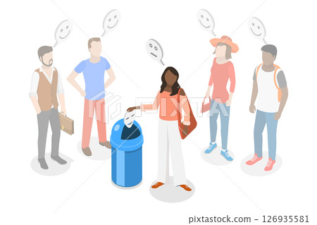 3D Isometric Flat Illustration of Truthfulness and Sincerity, Express Real Feelings 3D Isometric Flat Illustration of Truthfulness and Sincerity, Express Real Feelings 126935581