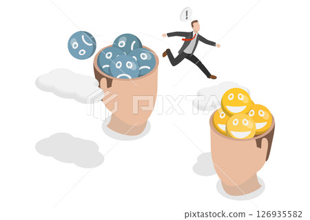 3D Isometric Flat Illustration of Positive Thinking, Optimistic Mindset and Good Attitude 3D Isometric Flat Illustration of Positive Thinking, Optimistic Mindset and Good Attitude 126935582