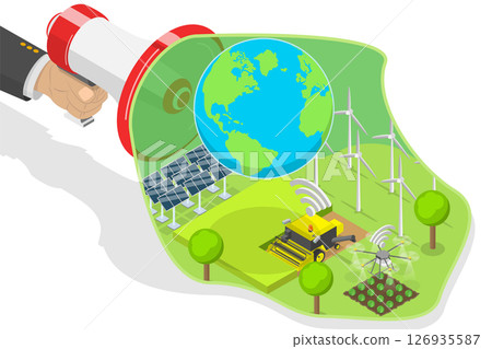 3D Isometric Flat Illustration of Environmental and Ecology Care, ESG as a Catalyst for Economic Development 3D Isometric Flat Illustration of Environmental and Ecology Care, ESG as a Catalyst for Economic Development 126935587