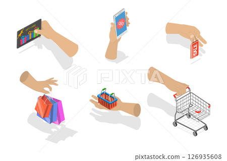 3D Isometric Flat  Illustration of Online Shopping, Delivery Service 126935608