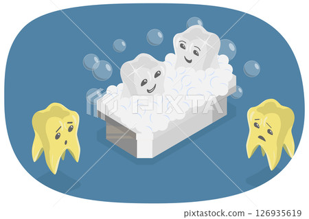 3D Isometric Flat Illustration of Dental Care, Teeth Whitening 3D Isometric Flat Illustration of Dental Care, Teeth Whitening 126935619