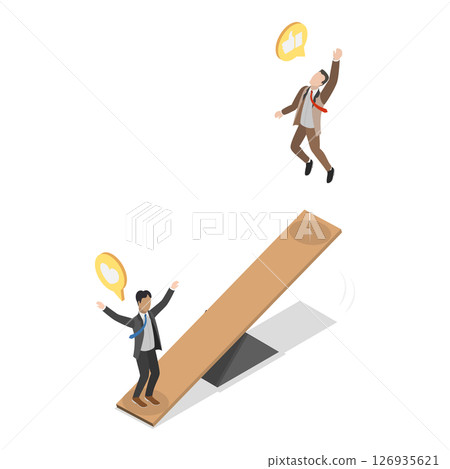 3D Isometric Flat Illustration of Mentoring, Career Boost 3D Isometric Flat Illustration of Mentoring, Career Boost 126935621